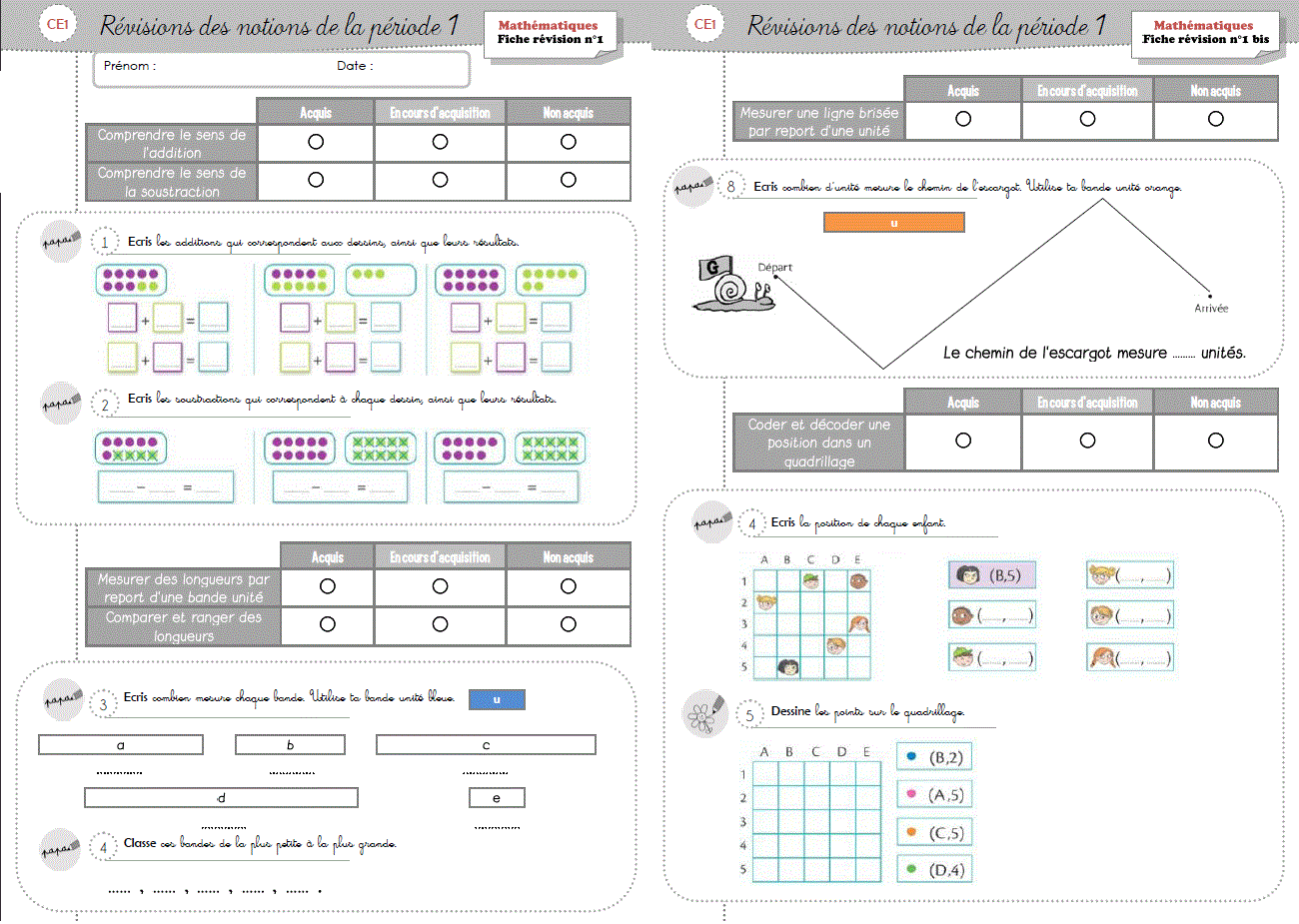 Evaluations De P riode 1 En Maths Et Fran ais Orph ecole
